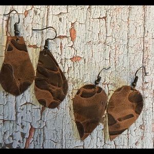 Genuine leather earrings
